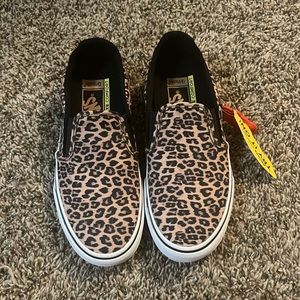 Leopard print slip on vans